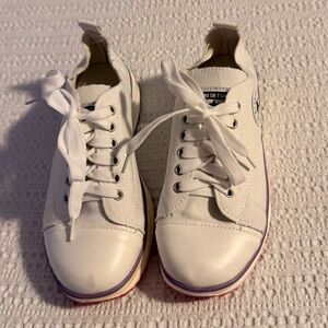 White Sneakers with Lace-Up Design